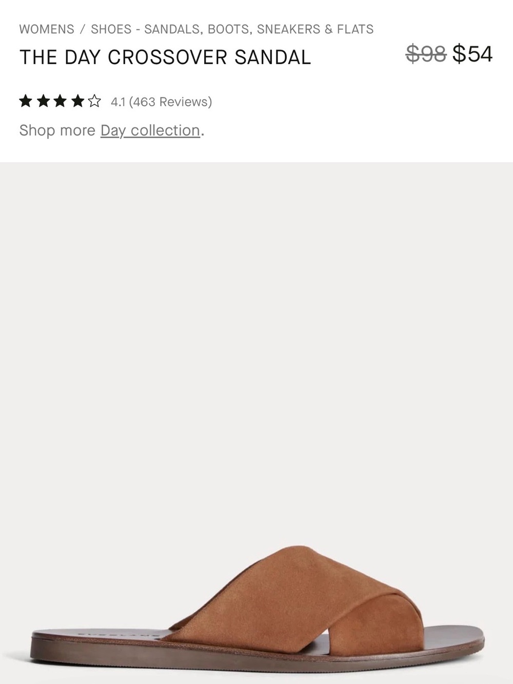 Everlane The Day Sandal Crossover - Saddle Brown Suede